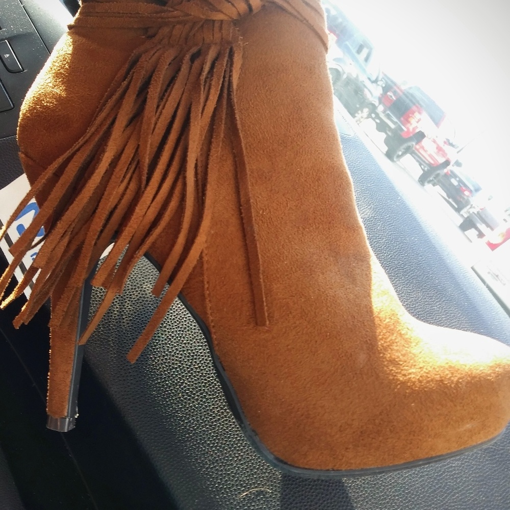 Madeline fringe high heel booties size 7.5